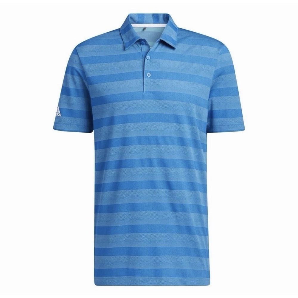 Adidas Golf Polo Shirt Wicking Blue Striped Men's 2XL XXL